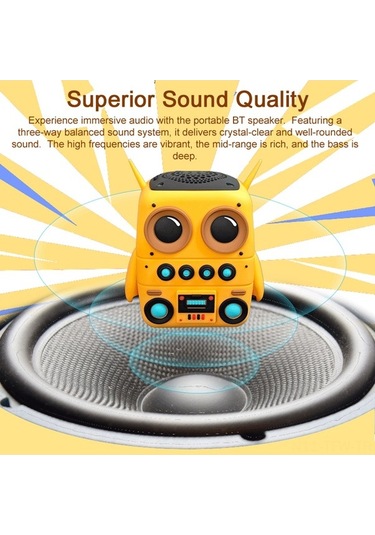 Fortunelane Sarı Ip65 Su Geçirmez Dışarıda Kullanım Bluetooth Hoparlör, Uzun Pil Süresi, Fm Radyo Ve Tf Kart Destekli, Taşınabil