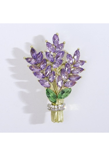 Sarı Bitki Emaye Broş Kadınlar İçin Retro Mor Taş Buğday Kulak Broş Bayanlar Moda Parti Aksesuarları Sarı