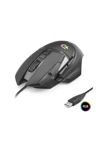 Büro Ev Ofis Bilgisayarı İçin Siyah 7200dpı 1000hz Rgb 6tuş Gaming Oyuncu Mouse -
