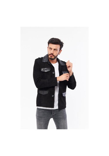 Derinss Der703p Hakiki Piton Garnili Hakiki Deri Erkek Siyah Mont