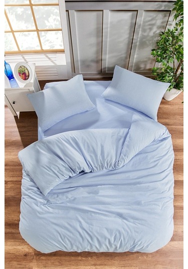 Çarşafı Lastikli 120lik Yataklar İçin Düz Renk Nevresim Takımı Mavi
