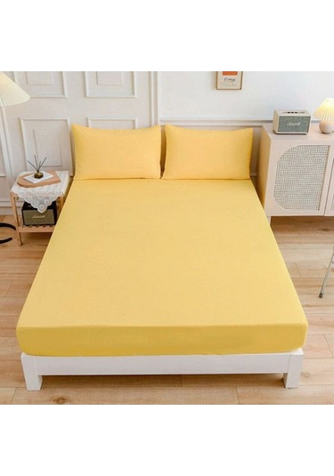 Lionas Lastiksiz Çift Kişilik Çarşaf Takımı 220x240 Çarşaf + 2 Yastık Kılıfı Sarı