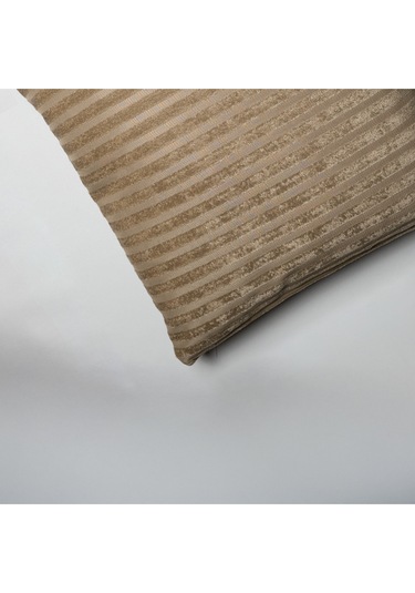 Sezyon Elya Çizgi Desenli 50 50 Açık Kahverengi Kırlent Kılıfı Açık Kahverengi