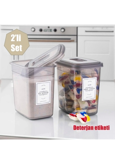 Porsima TE-148 Etiketli Kapaklı Deterjan Saklama Kabı 2.1 L