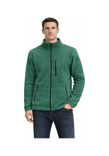 Mekaizen Unisex Polar Ceket Fermuarlı, 3 Cepli Ve Sıcak Tutar Yeşil
