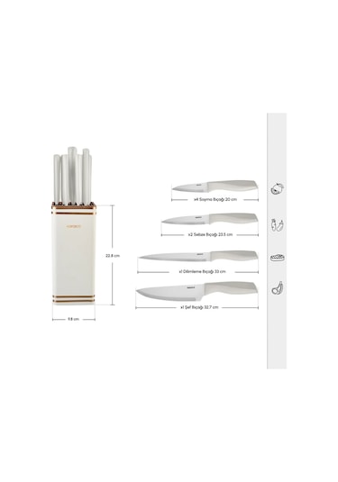 Karaca  Megacut Square 9 Parça Krem Bıçak Seti