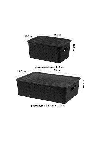 El Casa Kapaklı Saklama Sepeti, 3 Adet 58429444 Siyah