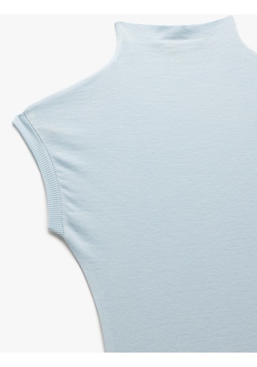 Koton Viskon Dik Yaka Kolsuz Slim Fit Body Mavi 5sak50375ek Mavi