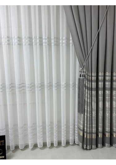 Nivemeshome Urla V-5404 Gri 1/3 Sık Pileli Fon Perde Apm Gri