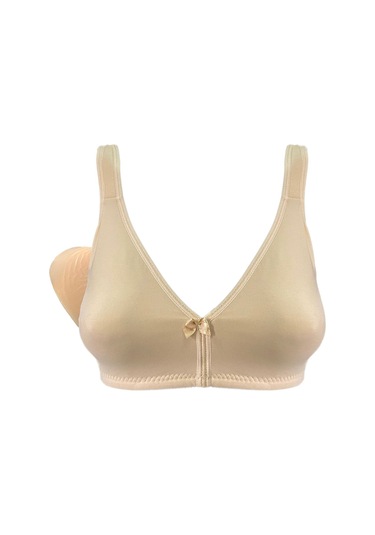 Pamuklu Mikro Penye Ten Rengi Cepli Protez Sütyen Bej