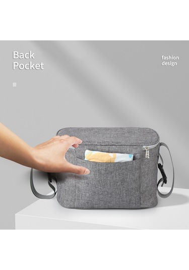 Hangfox Denim Mavi Bebek Arabası Organizerı - Su Geçirmez Isı Yalıtımlı Çift Cep, Alüminyum Folyo Döşeme, Ayırt Edilebilir Askı, 31x16x20cm Mavi