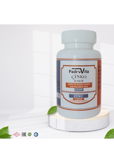 PadroVita Çinko ve Bakır İçeren Takviye Edici Gıda 60 Kapsül