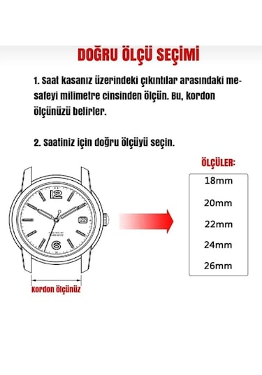 22mm Çapında Ucu Kavisli Gümüş Renk Çelik Saat Kordonu