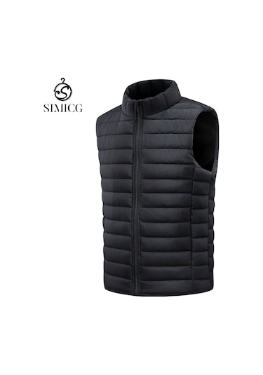 Erkekler İçin Bol Kesimli, Hafif Pamuklu Dolgulu Ceket, Sonbahar Ve Kış İçin Sıcak Pamuklu Dolgulu Yelek, Palto Siyah