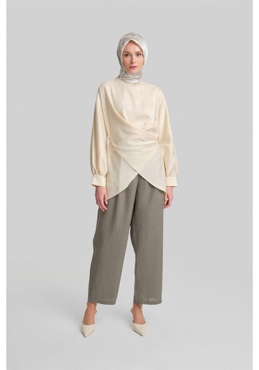 Armine Bol Keten Pantolon 24y2625 Koyu Vizon-koyu Vizon Koyu Vizon