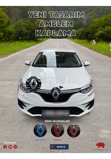 Renault Megane 16-20 Yeni Tasarım Amblem Kaplama Sticker Siyah&gr