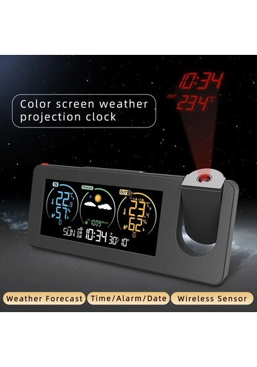 Projeksiyon Saati Duvar Dijital Alarm Elektronik Hava İstasyonu