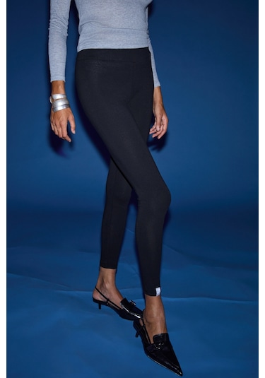 Eırlys Kadın Organik Pamuklu Esnek Yapılı Vücudu Toparlayan Örme Siyah Tayt