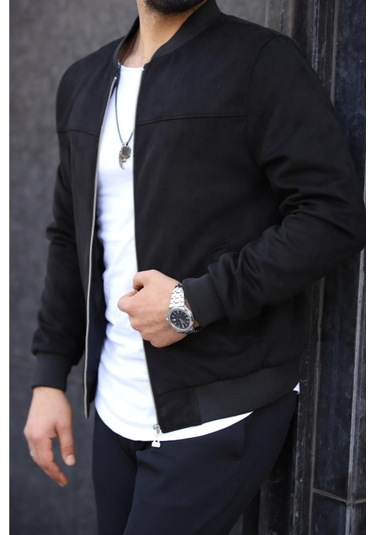 Erkek Süet Kolej Ceket Siyah Süet