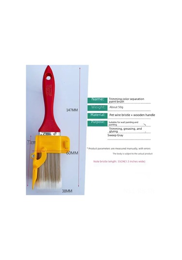 Reedark Ev Dekoru İçin 1.5 İnç Renkli Nilon Kenar Tamirat Fırçası - Duvar Boyama Aracı Kırmızı+turuncu