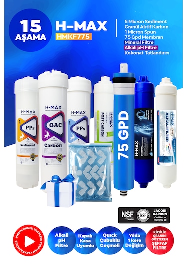 Mineral- Alkali Kapalı Kasa Su Arıtma Cihazı 7 Li Filtre Seti