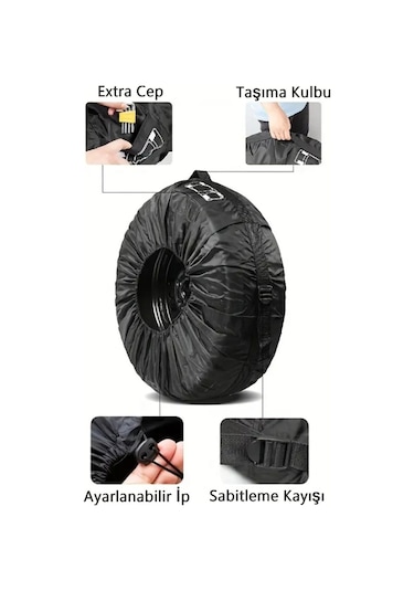 Glanz Oto Lastik Saklama Çantası 19 23 İnç Lastik Kılıfı Yaz Kış Stepne Lastiği Taşıma Çantası