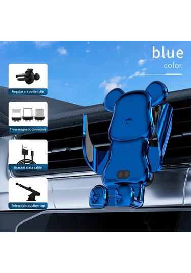 Goldenqian Kablosuz Araba Cep Telefonu Tutacağı Destek 15w Kablosuz Hızlı Şarj Tutucu Araba Cep Telefonu Tutucu Oto Aksesuar Standı Blue Blue