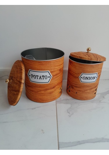 Desenli Metal 2 Li Patates Soğan Sepeti 001