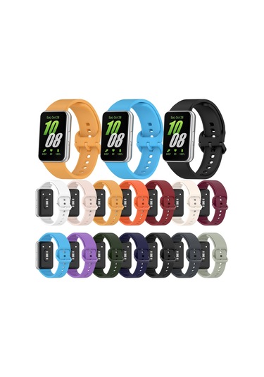 Samsung Galaxy Uyumlu Fit 3 Sm-r390 İçin Düz Renk Toka Silikon Saat Bandı Beyaz