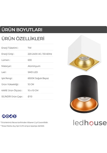 Led Spot Lamba 7W Tavan Motaj Aydınlatma Armatür