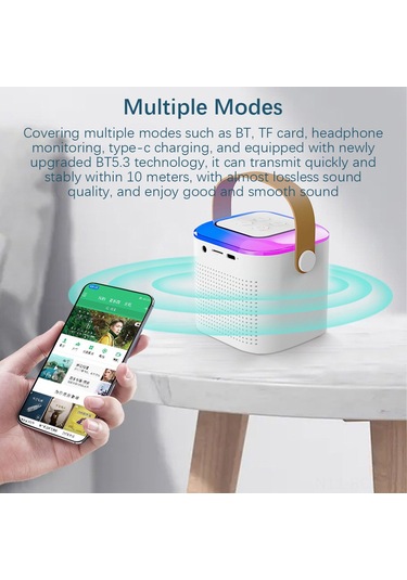 Ruicoo Pembe Mini Karaoke Mikrofon Ve Bluetooth Hoparlör Seti - Dışarıda Müzik Oynat, 5 Ses Efekti, İki Mikrofon İle Klasik Karaoke Deneyimi