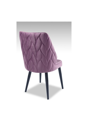 Puffy Sandalye - Babyface Lila - Metal Siyah Ayak 4 Adet - Salon Sandalyesi / Mutfak Sandalyesi Lila