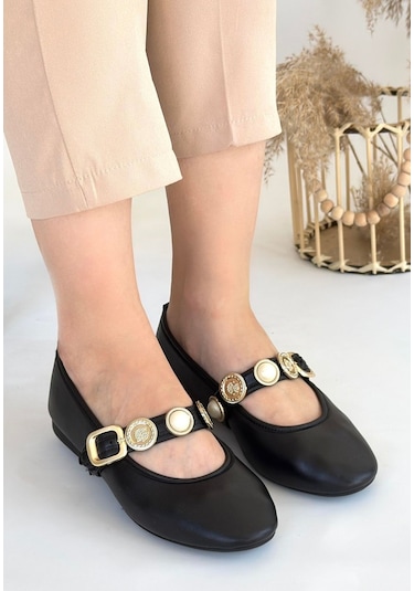 Atnis Siyah Cilt Babet Ayakkabı Siyah