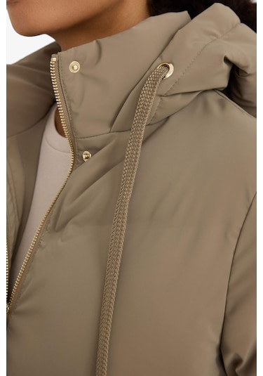 Defacto Regular Fit Kapüşonlu Fermuarlı Parka F2876AX25WN Kahve