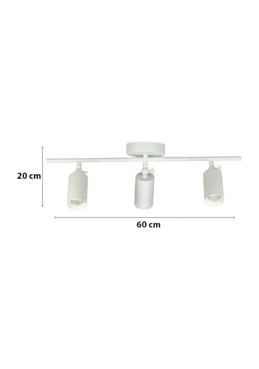 Spoti 3'lü Beyaz Renk Beyaz Işık Modern Tasarım Salon - Mutfak - Banyo Spot Ledli Sıralı Avize Beyaz