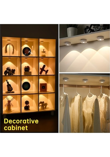 Motion003 3 Adet Şarj Edilebilir Manyetik Rgb Led Dolap Işıkları 3lü Paket Rgb Uzaktan Kum Ahşap