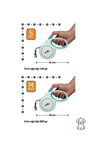 Budibu Makaralı Otomatik Geri Çekilebilen Kedi Köpek Gezdirme Tasması S Max 15 KG
