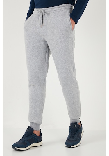 Buratti Pamuklu Regular Fit Normal Bel Cepli Erkek Eşofman Altı 5908060 Gri Melanj