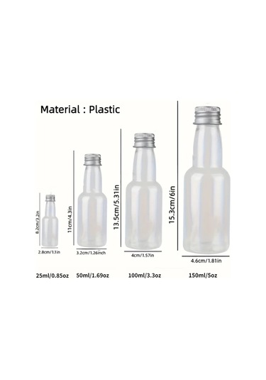 Willowhaven Golden 36 Parça 50 Ml Kapaklı Şeffaf Plastik Mini Likör Şişeleri