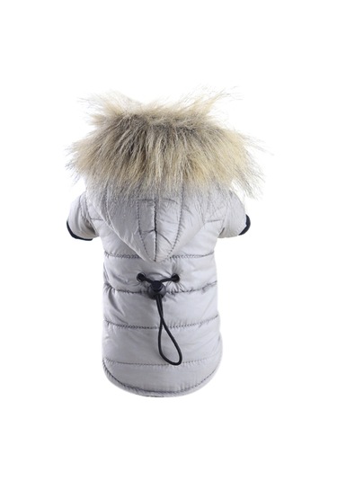 Lemestar Küçük Köpekler İçin Kışlık Hafif Isı Sağlayan Rüzgar Engellli Pamuklu Mont - Gri Xl