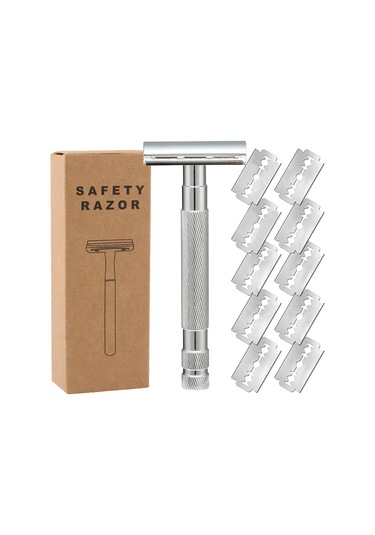 Eski Moda Manuel Tıraş Makinesi Tıraş Makinesi Manuel Çift Taraflı Tıraş Makinesi Manuel Tıraş Makinesi Eski Moda Tıraş Makinesi Dsr05 Gümüş Dimi 10 Bıçak