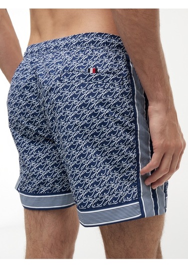 Tommy Hilfiger Medıum Drawstrıng Prınt Erkek Mavi Deniz Şortu - Um0um03822