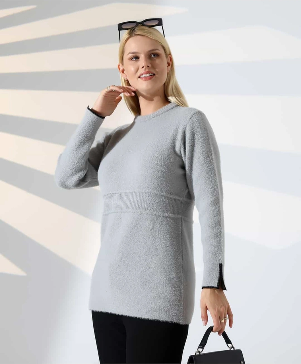 Bel Detaylı Yumuşak Triko Kazak Antrasit