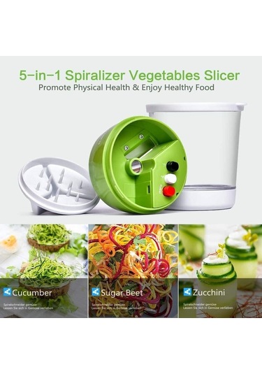 Dinosaurs 5 In1 El Spiralizer Sebze Dilimleme Ayarlanabilir Spiral Kesici Konteyner Kabak Noodle Spagetti Maker Spiral Dilimleme Altın
