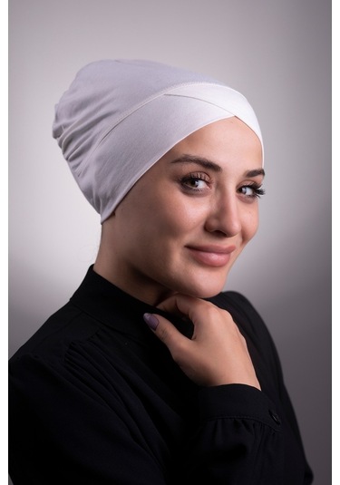 Krem Pratik Hazır Geçmeli Iç Bone Viskon Kumaş Çapraz Tek Bantlı Krem