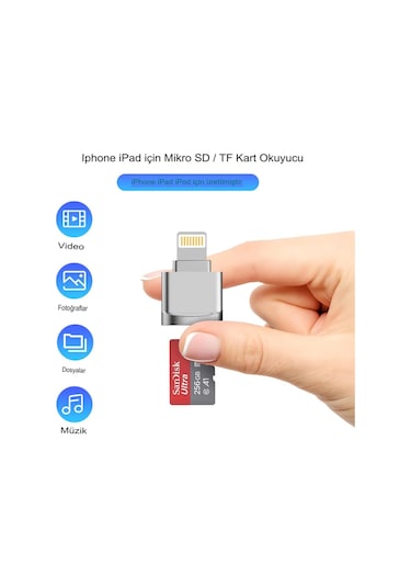 iPhone Uyumlu İpad Micro Sd Kart Okuyucu, Mfi Sertifikalı Lightning - Micro Sd/tf Kart Okuyucu