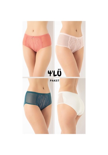 Kadın Dantelli 4'lü Paket Bato Külot Asorti-2 C3t0n5o408 001