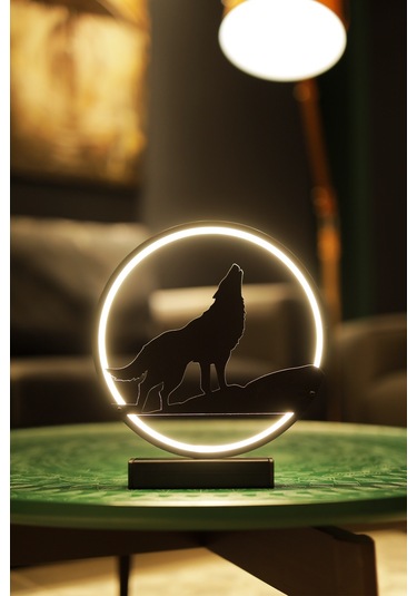 Bozkurt Metal Led Masa Lambası Yalnız Kurt Temalı Dekoratif Gece Lambası Led Özgürlük Simgesi Kurt