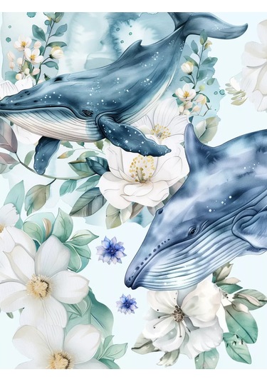 Sticker Home Balina Banyo İçin Suya Dayanıklı Etiketler 245588977 Mavi