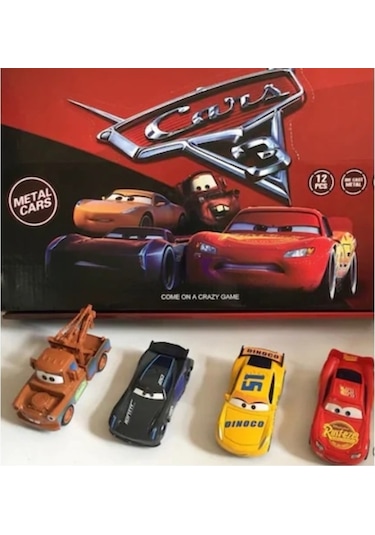 Metal Cars Şimşek Mcqueen Mater Oyuncak Arabalar 4'lü Set